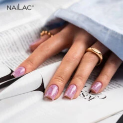 NaiLac Hybrid UV/LED Glammy Rubber Base Purple(Nailac Hybrid Uv Led Glammy Rubber Base Purple) -Roxie Cosmetics Shop nailac glammy rubber base purple flakes nails