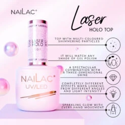 NaiLac Hybrid UV/LED Top Laser Holo(Nailac Hybrid Uv Led Top Laser Holo) -Roxie Cosmetics Shop nailac laser holo top uv led info