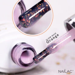 NaiLac Hybrid UV/LED Rubber Base Glow Orange(Nailac Hybrid Uv Led Rubber Base Glow Orange) -Roxie Cosmetics Shop nailac nails base hema free rubber base glow base orange nails swatch roxie cosmetics