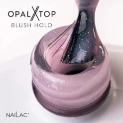 NaiLac Hybrid UV/LED Top OpalX Blush Holo(Nailac Hybrid Uv Led Top Opalx Blush Holo) -Roxie Cosmetics Shop nailac opalX top no wipe uv led blush holo swatch roxie cosmetics