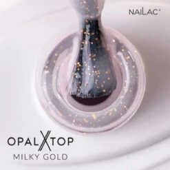 NaiLac Hybrid UV/LED Top OpalX Milky Gold(Nailac Hybrid Uv Led Top Opalx Milky Gold) -Roxie Cosmetics Shop nailac opalX top no wipe uv led milky gold shade roxie cosmetics