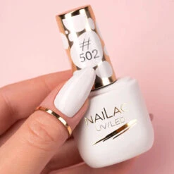 NaiLac UV/LED Gel Nail Polish 502(Nailac Uv Led Gel Nail Polish 502) -Roxie Cosmetics Shop nailac uv led hybrid gel nail polish 502 white nail swatch nails roxie cosmetics