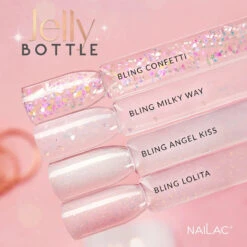 Nailac Jelly Bottle Gel Bling Milky Way(Nailac Jelly Bottle Gel Bling Milky Way) -Roxie Cosmetics Shop nailac uv led jelly bottle base bling milky way nails styling swatch roxie cosmetics