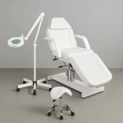 Beauty Bed White A210 + Led Magnifier Lamp S5 + Beauty Stool 302 Bundle(Beauty Bed White A210 Led Magnifier Lamp S5 Beauty Stool 302 Bundle)