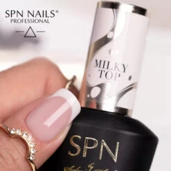 SPN Nails UV LaQ Hybrid Milky Top(Spn Nails Uv Laq Hybrid Milky Top) -Roxie Cosmetics Shop spn nails hybrid milky top coat on nails