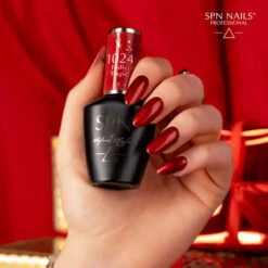 SPN Nails UV/LED Gel Polish 1024 Holly Magic(Spn Nails Uv Led Gel Polish 1024 Holly Magic) -Roxie Cosmetics Shop spn nails uv led gel polish 1024 holly magic red nail swatch roxie cosmetics